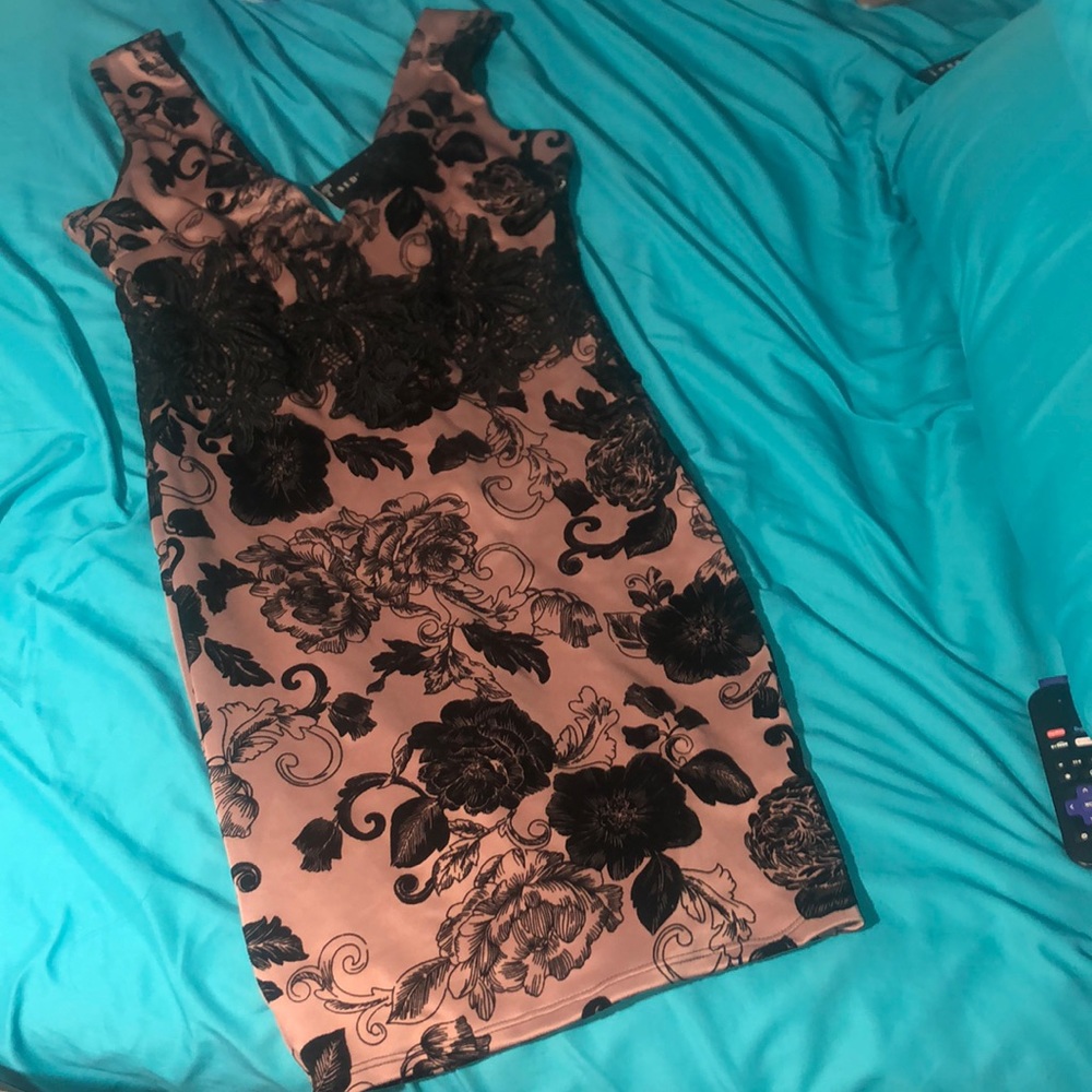 Dark blush pink and black dress